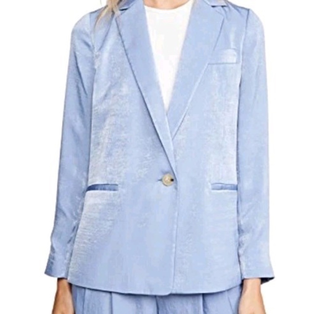 Vince NWT Size 2 Drapey Boyfriend One-Button Blazer in Sky Graphite Blue
